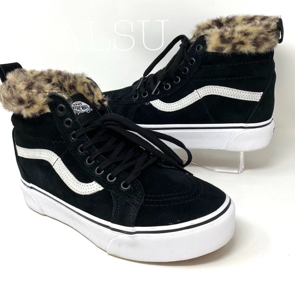 VANS SK8-HI Platform MTE Leopard Suede Black Women - Picture 8 of 13
